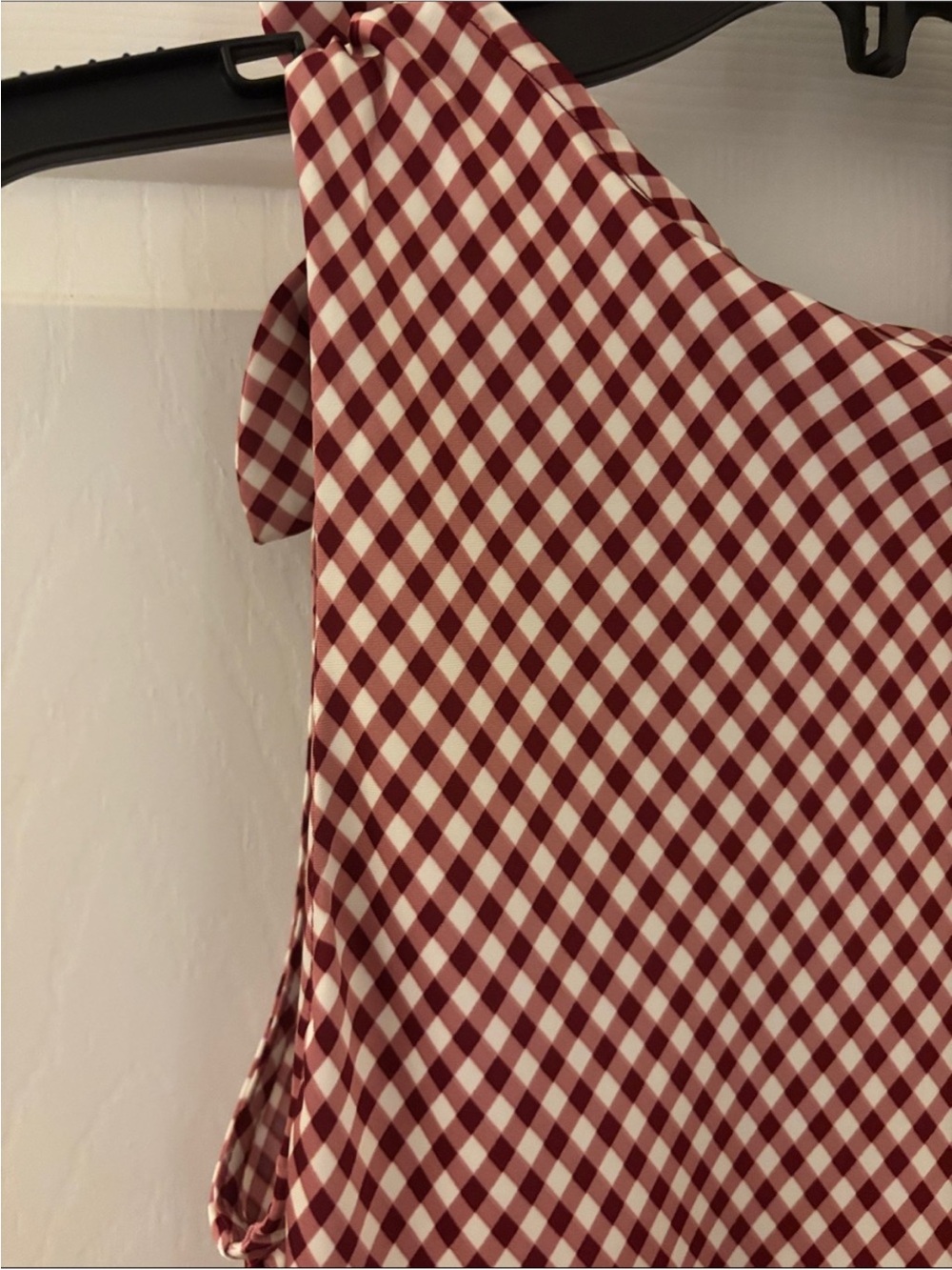 Caroline Constas Red Gingham Pattern Tie-Shoulder Maxi Dress NWT small - Picture 7 of 8